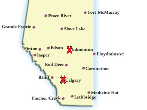 Pest Control Guru Alberta Coverage Map